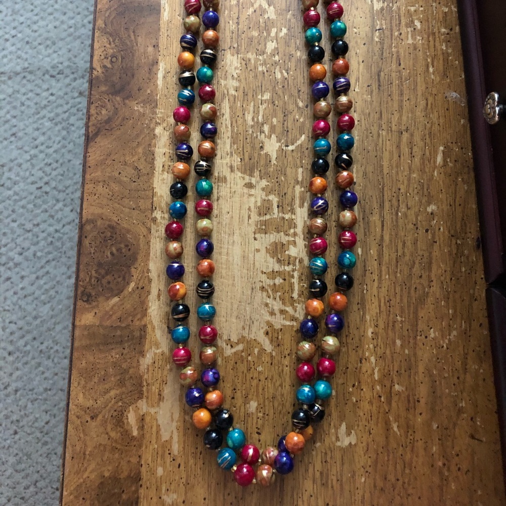 Vintage extra long beaded necklace